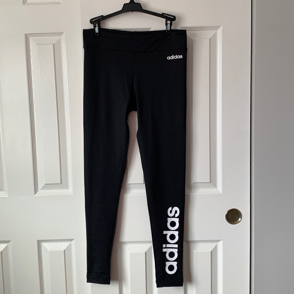Like new adidas Midrise leggings with logo on leg and hip M - Picture 1 of 5